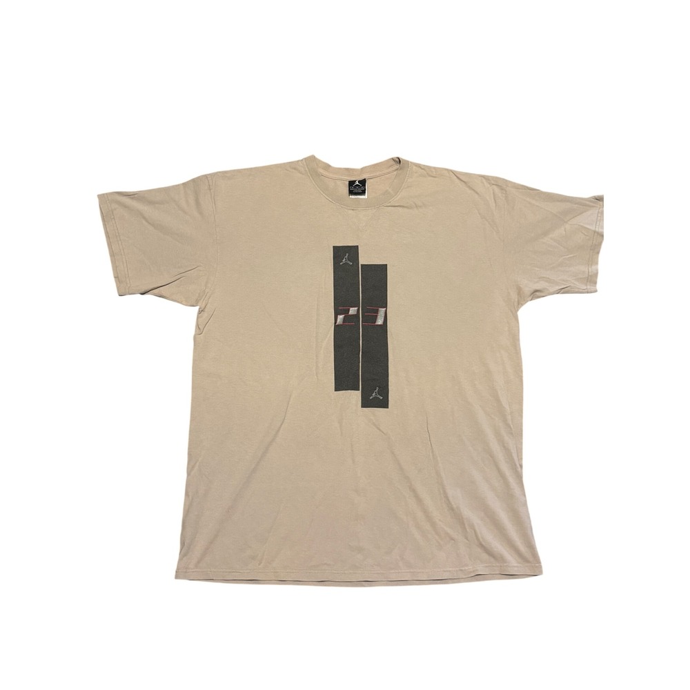 Vintage Y2K Jordan Brand Mens XL T-Shirt Tan Khaki Graphic 23 Jumpman Logo